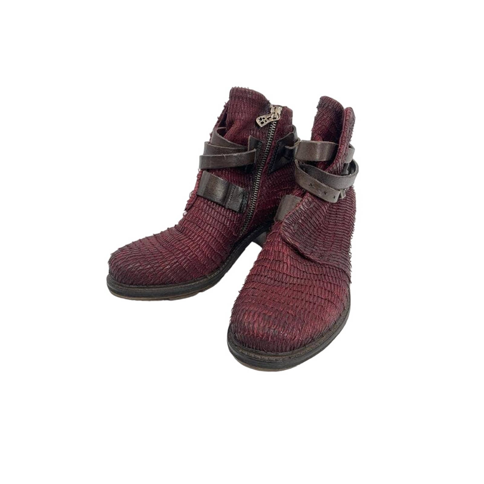 A.S.98 Burgundy And Brown Ankle Boots